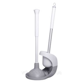 Набор для чистки унитаза: ершик для чистки туалета с подставкой и вантузом 50 (см) щетка для унитаза Серый HP-35015-28