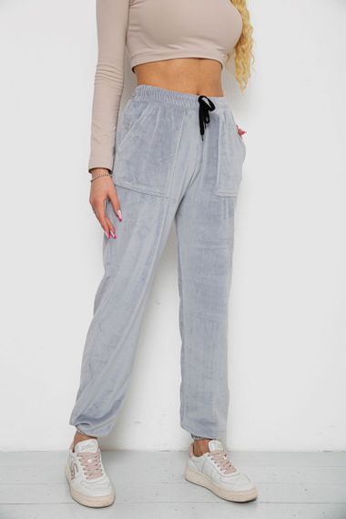 Штани жіночі велюрові, колір сірий, 238R58168 | Зображення 2