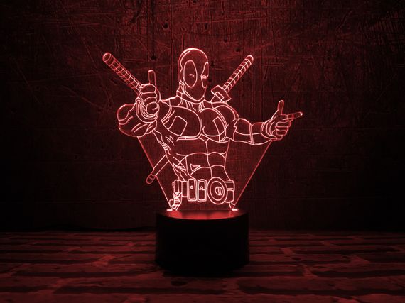 3D светильник ночник с пультом "Дэдпул 3" 3DTOYSLAMP