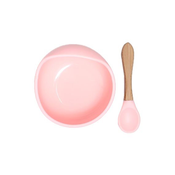 Силиконовая тарелка CUMEENSS AI-2020 Pink на присоске с ложкой для детей | Зображення 2