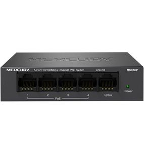 Комутатор POE 48V Mercury MS05CP 4 портів POE + 1 порт Ethernet (Uplink) 10/100 Мбіт / сек, БП в комплекті