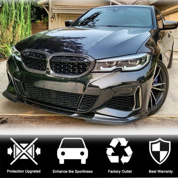 Накладка на передній бампер Lip V7 (для M-Sport 2018-2022, Карбон) для BMW 3 серія G20/21 2018- рр | Зображення 2