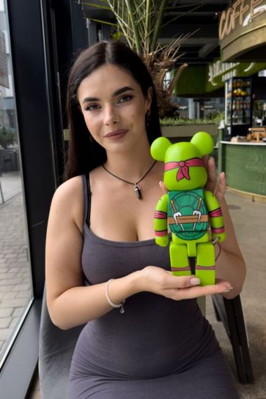 Bearbrick Teenage Mutant Ninja Turtles Raphael дизайнерська статуетка ведмідь Беарбрік 28 см mb020 зелена | Зображення 2
