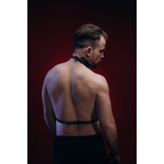 Портупея с ошейником мужская One Size Р7 , натуральная кожа, черная sexstyle | Зображення 1