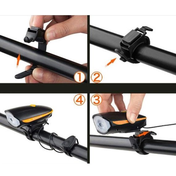 Фонарь для велосипеда с аккумулятором и зарядкой, Фонарь велосипедный передний в алюминиевом корпусе JL-83 | Зображення 2