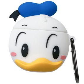 Силіконовий футляр Disney series для навушників AirPods 1/2 + карабін Дональд Дак/Бело-блакитний