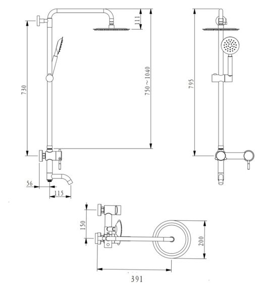 Душова система універсальна Brinex  Pure 1030, Nickel (k35) BRIPUR1030NKL | Зображення 1