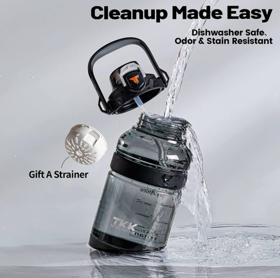 Легка пляшка тританова для води 2000 мл. Чорна | Зображення 2