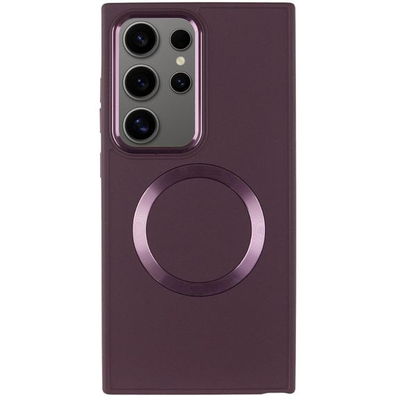 TPU чохол Bonbon Metal Style with MagSafe для Samsung Galaxy S24 Ultra Бордовий / Plum | Зображення 1