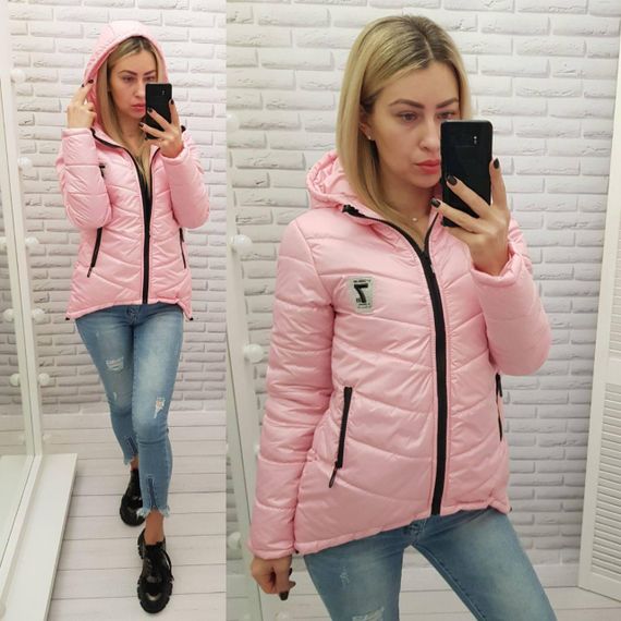 Жіноча демісезонна куртка з емблемою, арт.210/7, рожевий | Зображення 5