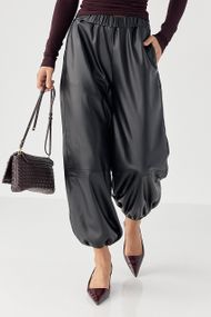 Штани-джогери з екошкіри - чорний цвет, S (є розміри)