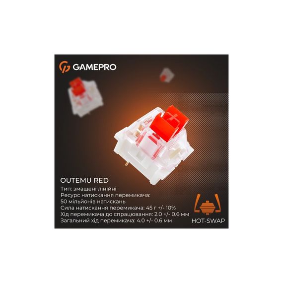 Клавіатура GamePro Genesis Joker Pro MK124G Pro Outemu Red Switch Wireless/Bluetooth/USB UA Gray (MK124G Pro) | Зображення 9