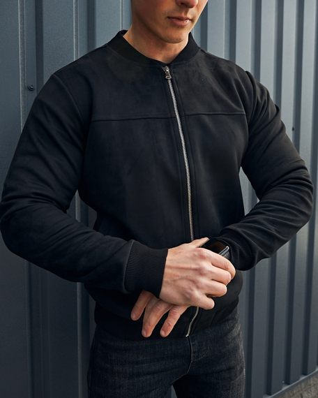 Бомбер замшевий чорний S | Зображення 1