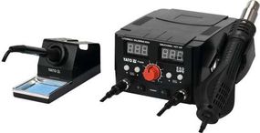 Паяльна станция + фен мережеви YATO; Р= 75Вт, t°= 200-480°С, жало 900М, фен 750В  YT-82458