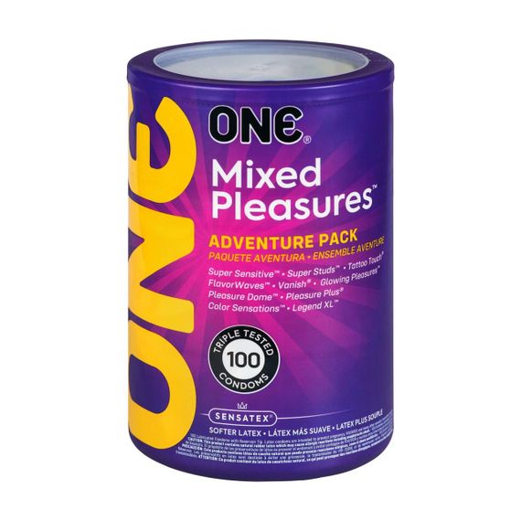 Набір презервативів ONE Mixed Pleasures 100 шт, мегапак тюб Sex Aura