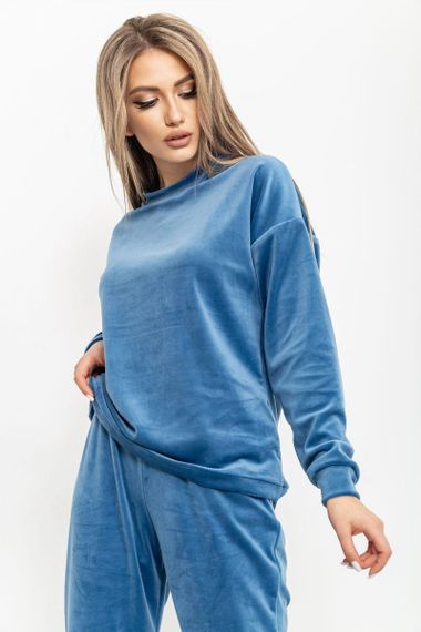 Спорт костюм женский велюровый  цвет джинс 177R021 | Зображення 4