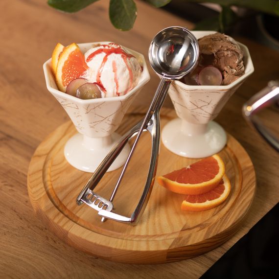 Кругла ложка для морозива 21×6.5×3.5 см з нержавіючої сталі HP-19-20-5.4x21.3CM | Зображення 4