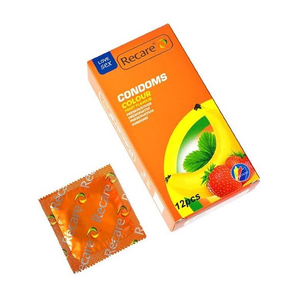 Презервативи Recare Color Fruit Flavour Condoms 12 шт, аромати: м'ята, банан, полуниця | Зображення 1