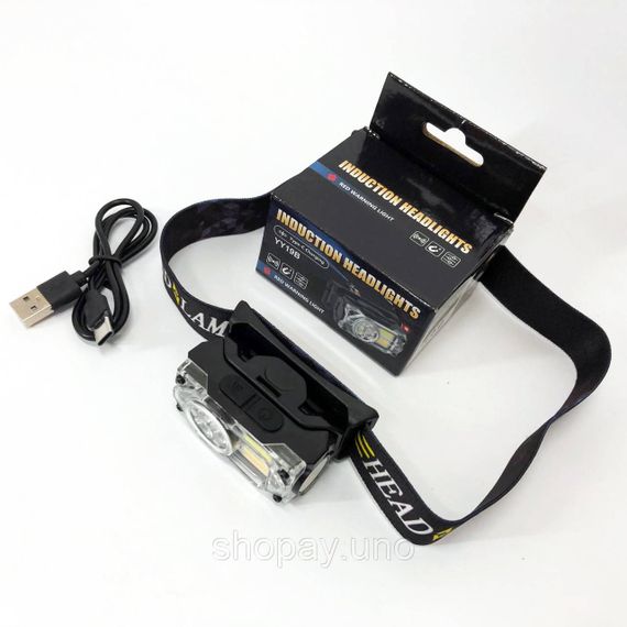 Налобный фонарь с линзой YY-19B-3SMD+2COB(white+yellow+red), Тактический фонарь с ремешком для головы YF-69 | Зображення 5