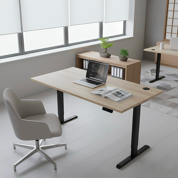 Стіл із електричним регулюванням висоти, одномоторний, з однією заглушкою, чорний каркас, 1400х700х718-1178 мм | Зображення 1