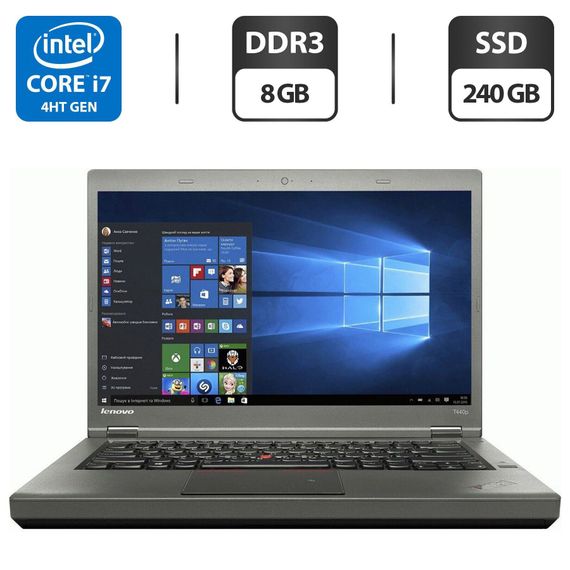Ноутбук Б-класс Lenovo ThinkPad T440p / 14" (1920x1080) TN / Intel Core i7-4600M (2 (4) ядра по 2.9 - 3.6 GHz) / 8 GB DDR3 / 240 GB SSD / Intel HD Graphics 4600 / VGA б/у
