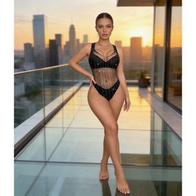 Боді прозоре Star Night у дрібну сітку з блискучими стразами, OS (S-L) Sex Aura