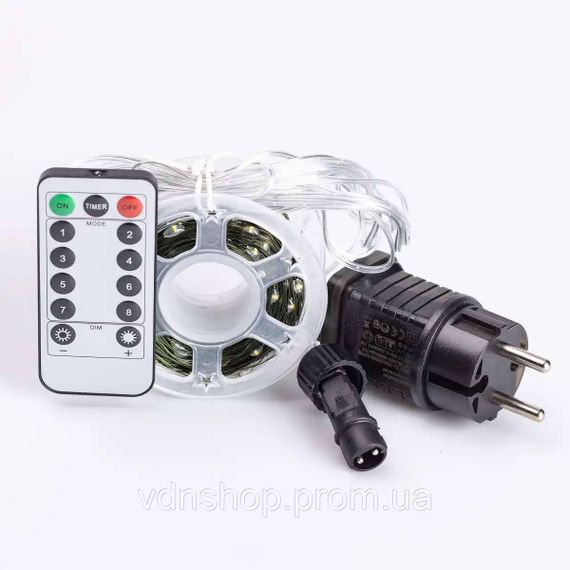 Гірлянда роса на пульті 50 метрів на 500 led світлодіодів крапля на зеленому дроті жовта 500L50MGY | Зображення 9