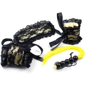 Мереживний БДСМ-набір - Lace Power, колір: чорно-жовтий Sex Aura
