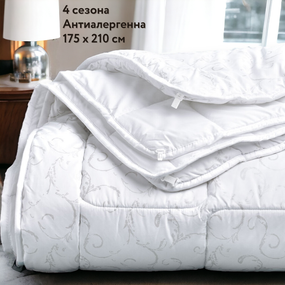 Модульное одеяло 4 сезона IDEIA Air Dream (набор из двух скрепляемых одеял, вензеля и белое) 175Х210 см