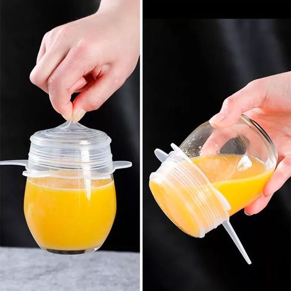 Набор силиконовых крышек 6 шт, Silicon Cap, цвет Рандом / Универсальные многоразовые крышки для посуды / | Зображення 3