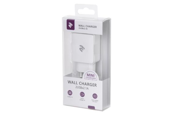 Сетевое ЗУ 2Е Wall Charger USB-A Dual 2.4A, white (2E-WC4USB-W) | Зображення 3