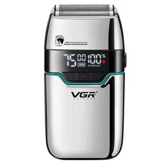 Електробритва Шейвер VGR V-350 чоловіча акумуляторна бритва для гоління з дисплеєм. TY-803 Колір: срібний