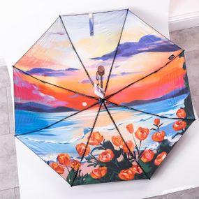 Парасолька механічна елегантна з принтом міцна надійна з поліестеру діаметр 100 см HP-23-14ML