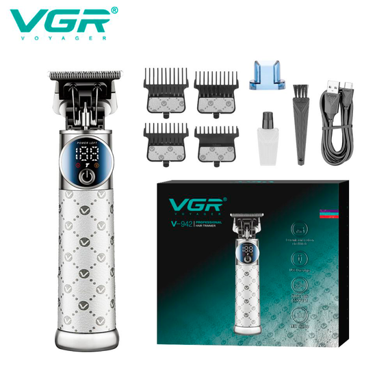 Триммер аккумуляторный VGR V-942 WHITE, 4 насадки, LED дисплей | Зображення 4