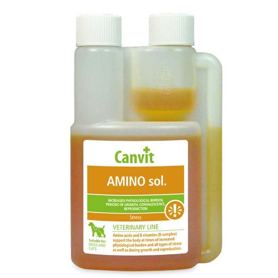 Витамины с аминокислотами для кошек, собак, лошадей Canvit Amino Sol, 1000 мл