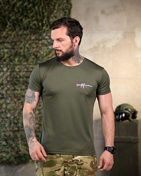 Тактична потовідводяща футболка gun oliva ПП4645 | Зображення 1