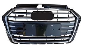 Передняя Решетка S-Style (2016-2020, Черная с Хромом) для Ауди A3