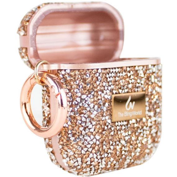 TPU чохол Bling World Rock Diamond для навушників AirPods 1/2 Рожевий | Зображення 3
