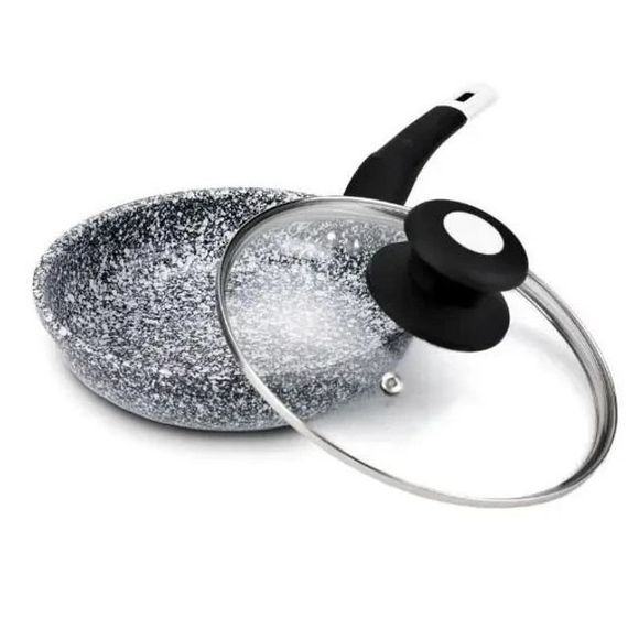 Сковорода із кришкою 20 см світлий граніт UNIQUE UN-5113 | Антипригарна сковорода Гранітна сковорода | Зображення 2