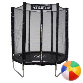 Батут детский Atleto 183 см с защитной сеткой для дома и дачи черный 42400450