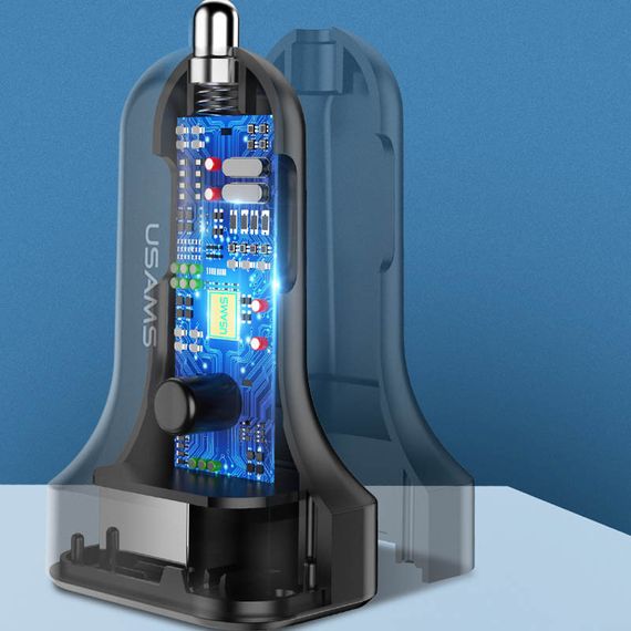 АЗП Usams C13 2.1A (2USB-A) + кабель USB to MicroUSB Чорний | Зображення 2