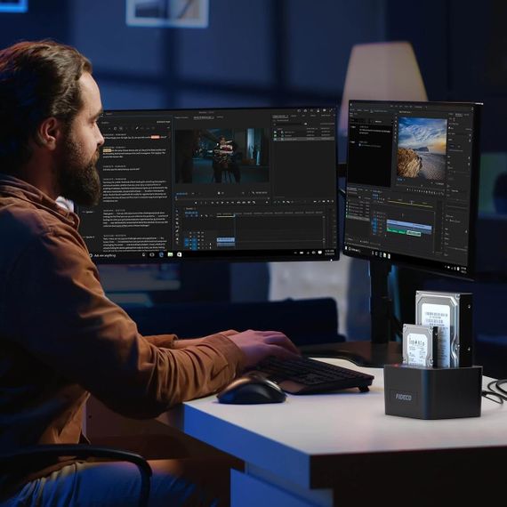 Док-станція FIDECO для зовнішніх жорстких дисків 2,5/3,5" SATA SSD, подвійна док-станція USB 3.0 з підтримкою автономного клонуван | Зображення 7