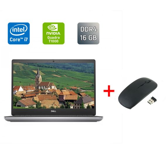 Мобильная рабочая станция Б-класс Dell Precision 7550 / 15.6" (1920x1080) IPS / Intel Core i7-10850H (6 (12) ядер по 2.7 - 5.1 GHz) / 16 GB DDR4 / 512 GB SSD / nVidia Quadro T1000, 4 GB GDDR6, 128-bit / WebCam / Windows 11 б/у + Подарок Мышь / USB