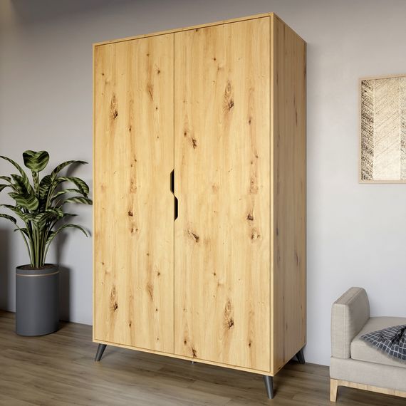 Шафа дводверна з чорними ніжками М-ЗОН Борн 1200 Дуб Артизан (MZN-031060)