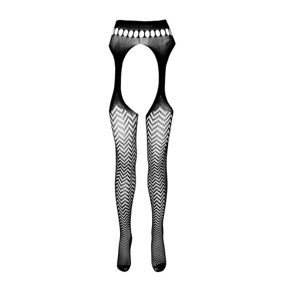 Еротичні колготки-бодістокінг Passion ECO S002 white, з доступом, геометричне плетіння | Зображення 4