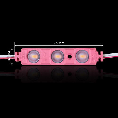 Светодиодный модуль BRT XG194 5630-3 led W 1,5W PINK, 12В, IP65 розовый с линзой полусфера | Зображення 1
