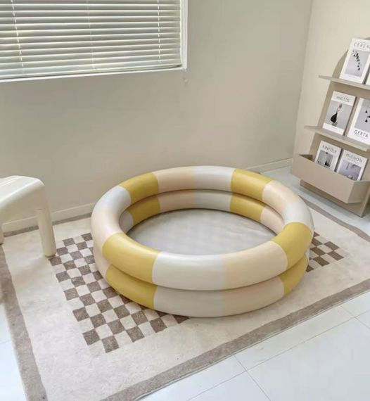 Дитячий надувний басейн Молочний з Жовтою полоскою