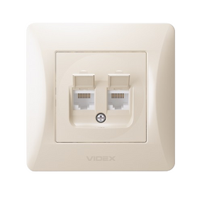 BINERA крем Розетка внутрішня 2-а CAT6+CAT6 комп'ютерна Videx