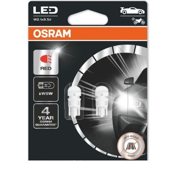 Комплект светодиодных ламп OSRAM 2825DRP-02B W5W Red 12V | Зображення 1