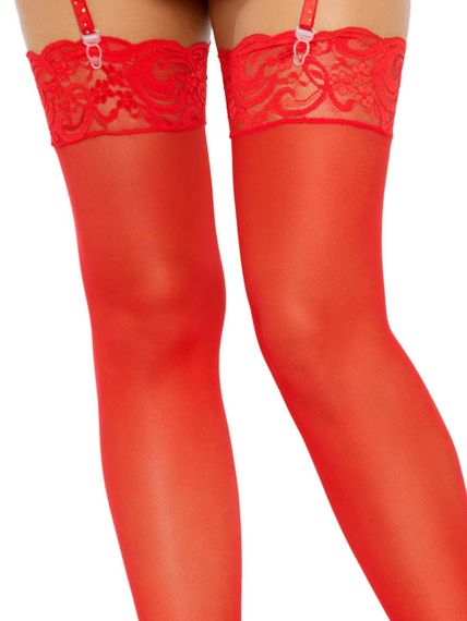Панчохи з мереживом One Size Alix Leg Avenue, червоні Sex Aura | Зображення 4